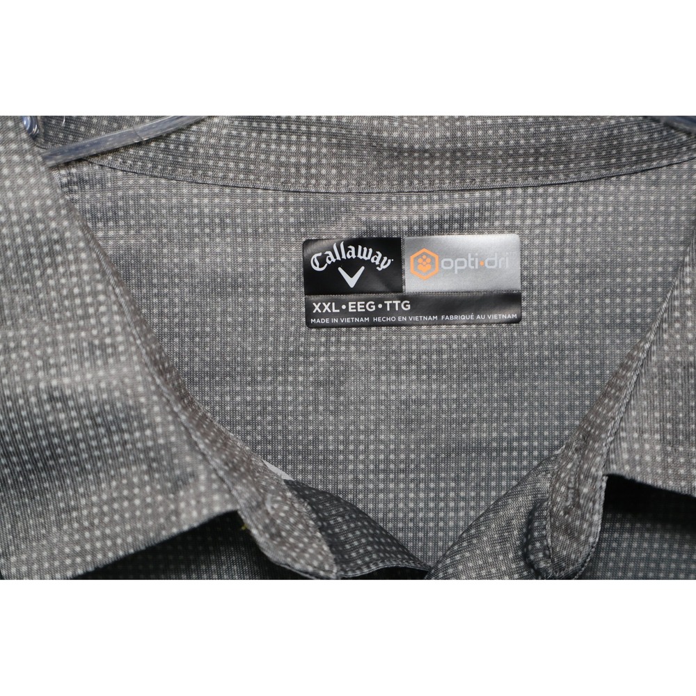 Golf Shirt Callaway Opti-Dri Mens XXL Polo Shirt Grey‎ Micro Dot Geometric - Picture 3 of 4